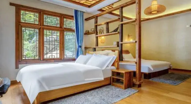 Кровать в общем номере Banfuyun·Shanye Xipan Leisure Holiday Meisu (Anji Zhebei Grand Canyon Scenic Area)