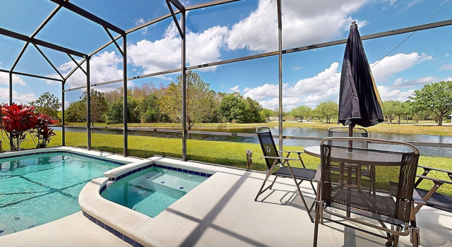 Water View Retreat With Lanai, Heated Pool, Pool Spa, Game Room, & AC