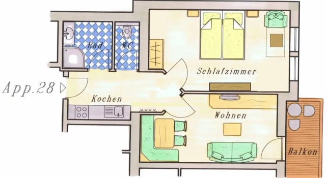 Апартаменты c 1 комнатой Landhaus Huber