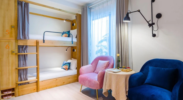 Кровать в общем номере Hexi Boutique Hotel Chengdu