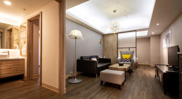 Кровать в общем номере Sky19 Hotel