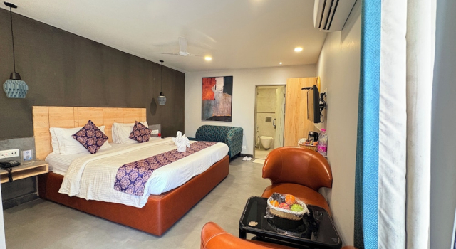 Deluxe Doppel Zimmer mit eingeschränktem Meerblick Hotel Prabhupada Puri