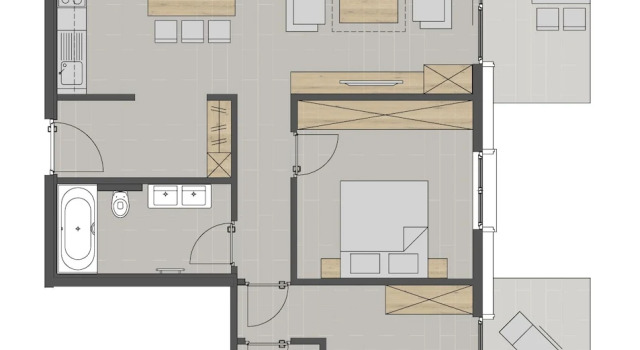 Апартаменты Standard с 2 комнатами с балконом AlpinLodges Kühtai