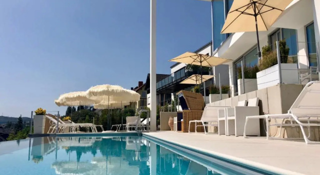 Люкс Deluxe с видом на бассейн Weingut-Aparthotel Olinger