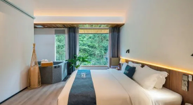 Люкс c 1 комнатой Qingchengdao Chashanfang Tea Culture Private Hot Spring Homestay