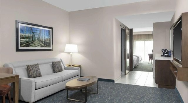 Двухместный люкс с 2 комнатами с балконом и с видом на воду Embassy Suites By Hilton Grand Rapids Downtown