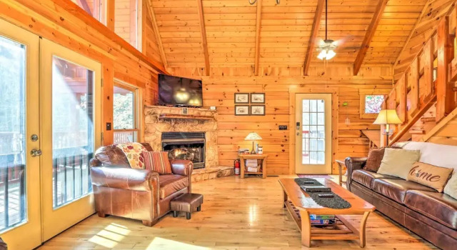 Deck & Game Room: Creekside Cabin in Sevierville