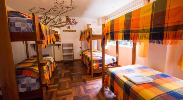 Кровать в общем номере Hostal Chimenea