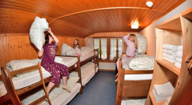 Кровать в общем номере Hotel Wetterhorn