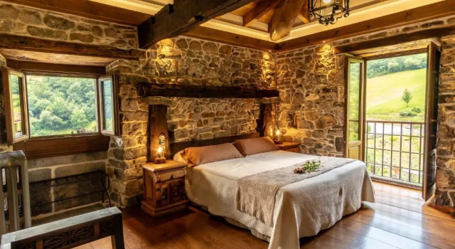 Двухместный номер Deluxe с балконом Casona de El Castañíu