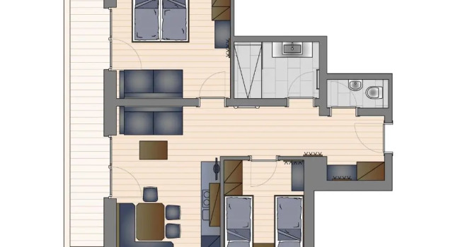 Апартаменты с 2 комнатами с балконом Das Grünholz Aparthotel