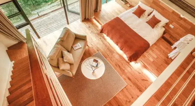 Кровать в общем номере Mogan Chun Mountain View B&B