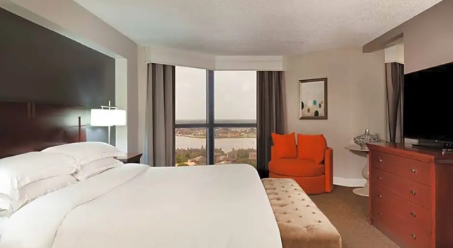 Двухместный люкс c 1 комнатой с балконом и с видом на бассейн Hilton Houston NASA Clear Lake