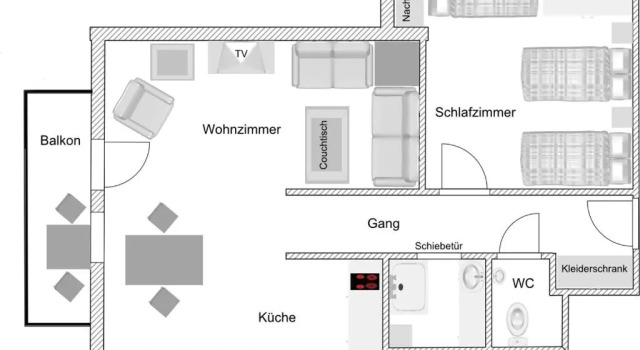 Апартаменты с балконом Gästehaus Wolfgang