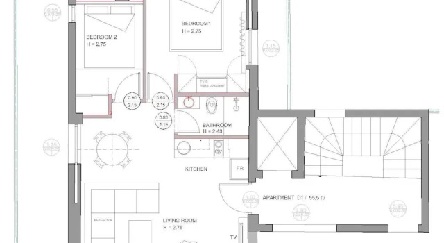 Номер Executive Пентхаус с 2 комнатами с балконом Hercules Residence