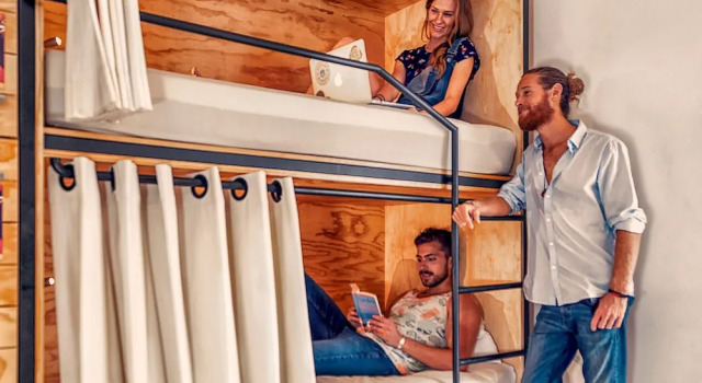 Кровать в общем номере Nomads Hotel & Rooftop Pool Cancun