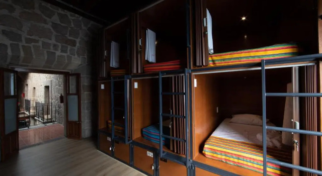 Łóżko w pokoju wieloosobowym OYO Hostal Mich