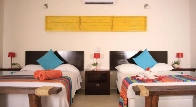 Camera quadrupla Standard con vista sul giardino Hotel Puerto Holbox Beach Front