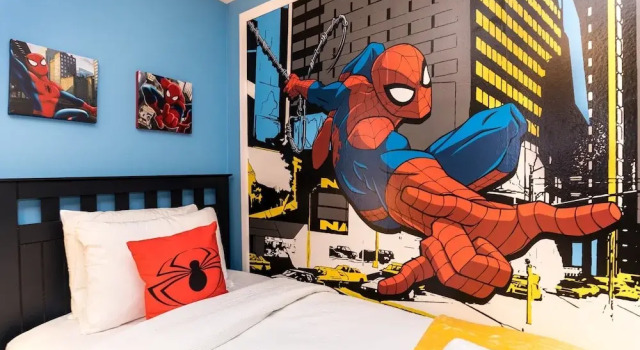 Modern and Colorful Home Spiderman Princess and Mickey Themed Rooms and Perfect Movie Game Room 7ws881