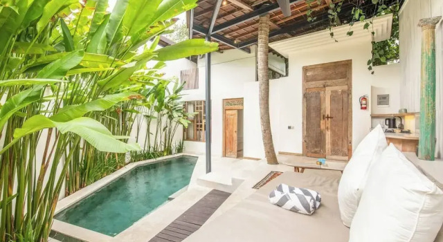 Serene 1BR Villa 800 to Echo Beach, With Pool, Rezervovat Vila Chaty v Bali, Chalupa