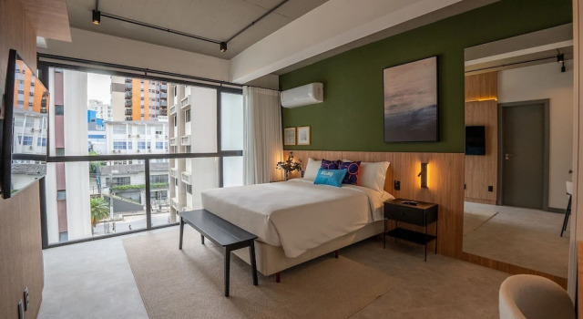 Апартаменты с балконом Xtay Oslo Florianópolis -Estúdio residencial a 5 min do Centro, Próximo de Epic School e Centro Executivo Atlantis