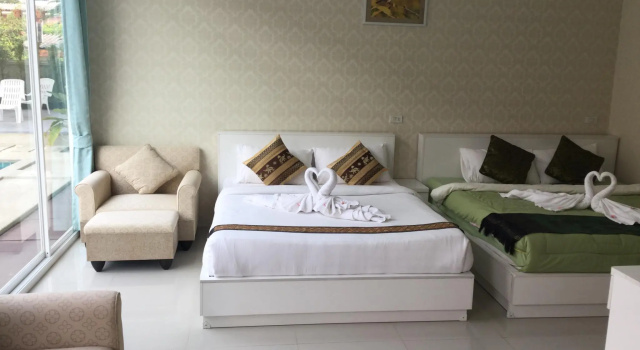 Семейный номер Deluxe с видом на бассейн Saranya River House สรัญญาริเวอร์เฮาส์
