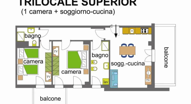 Апартаменты Superior с 2 комнатами Residence I Delfini