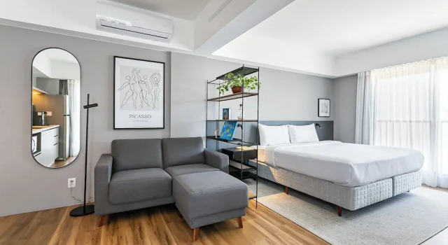 Студия Studios Rio Branco by Viva - Prédio moderno, aptos com cama king-size no centro de Floripa