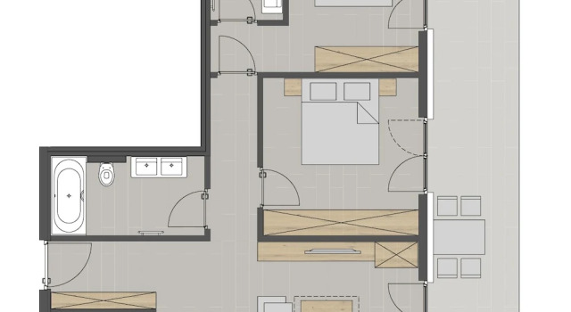 Апартаменты Standard с 2 комнатами с балконом AlpinLodges Kühtai