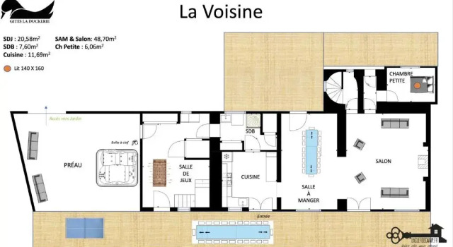 La Duckerie, Gîte 4*,55 Pers, SPA SAUNA OPTION salle de jeux, société La Clef Decamp, Забронировать Курортный отель  