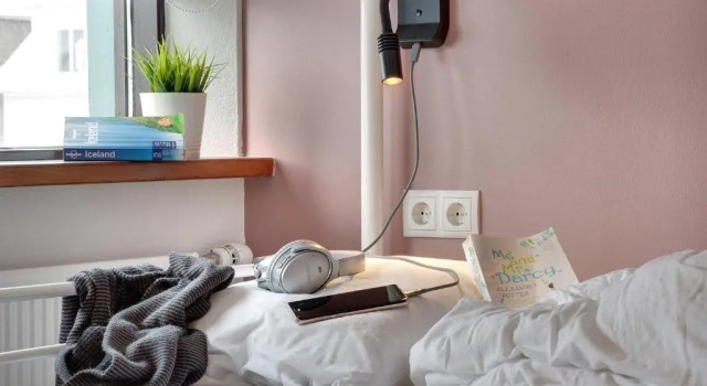 Кровать в общем номере Lækur Hostel