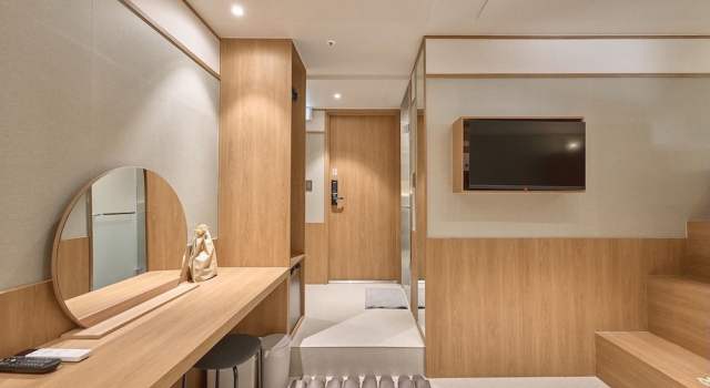 Четырёхместный номер Deluxe с видом на город Mok Hostel Seoul Myeongdong