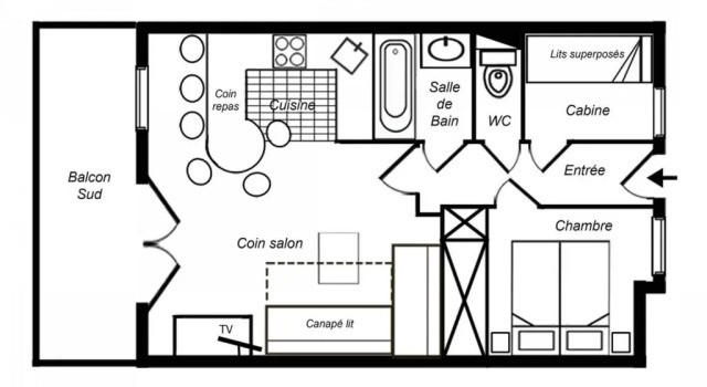 Appartement Méribel, 2 pièces, 6 personnes - FR-1-182-102