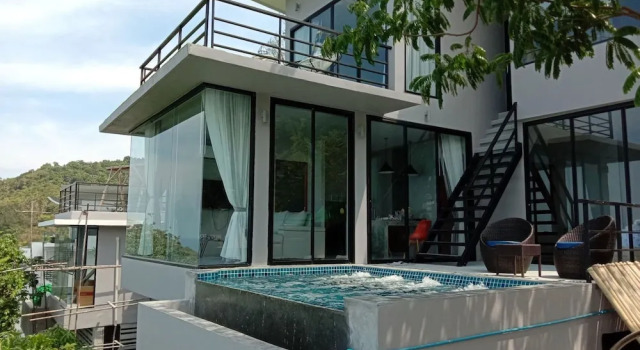 Семейная вилла с 3 комнатами с балконом и с видом на море Scenery Samui