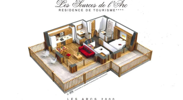 Апартаменты с 2 комнатами Chalet des Neiges -La Source des Arcs