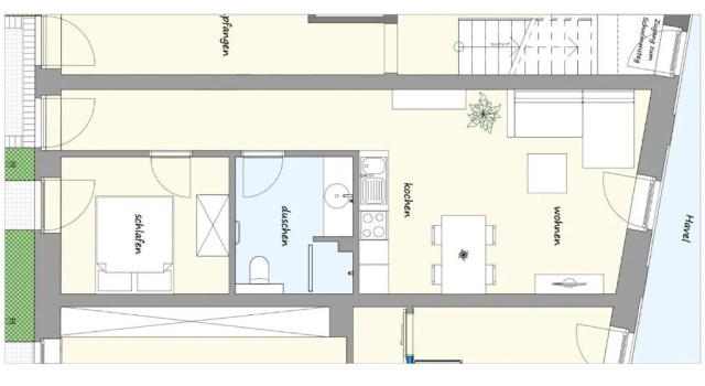 Апартаменты c 1 комнатой havelblau Ferienlofts - Stilvoll wohnen unmittelbar an der Havel - zentral - Küche - WLAN - Wallbox - Kajaks und Fahrräder vor Ort