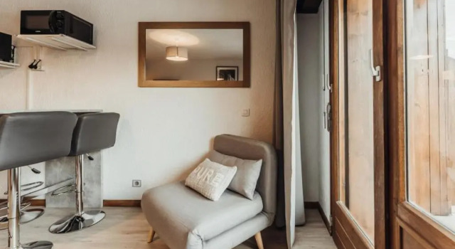 Студия Furnished studio on the ski slopes with a terrace & panoramic views