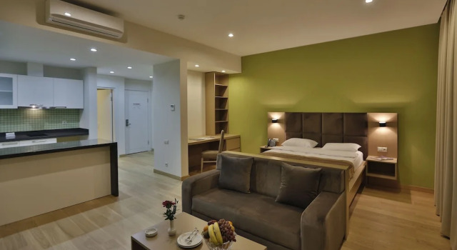 Студия Deluxe с балконом и с видом на сад HomeBridge Hotel Apartments