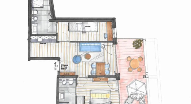 Апартаменты с видом на бассейн Residence Sägemühle