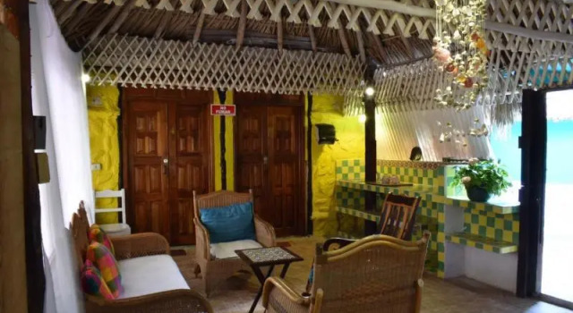 Кровать в общем номере Cabañas Casa Maya Holbox Frente Al Mar