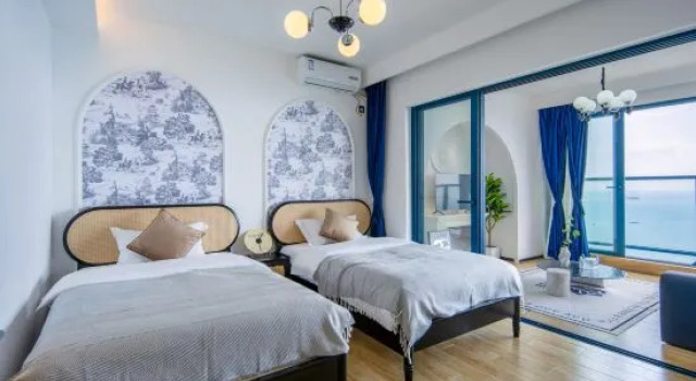 Люкс с 2 комнатами с видом на море Weibo Bay·Santome Hostel (Vanke Phase 4 Store) in Shuangyue Bay, Huidong, Huizhou.