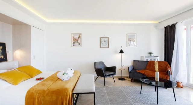 Suite Riviera - Sea View - Clim - Plage - Residence de standing - Parking, Забронировать Апартаменты/квартира Апартаменты Канн, рядом с Церковь Нотр-Дам-д'Эсперанс, Апартаменты/квартира