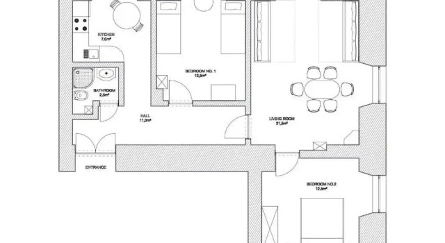 Семейные апартаменты с 2 комнатами Apartments Roman