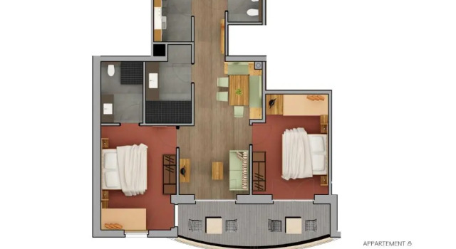 Апартаменты с 2 комнатами с балконом Haus Sonnenterrasse