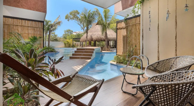 Tulum Swim up apartment for 5 pax with free bikes and WIFI, Rezerwuj Apartament Tulum Quintana Roo
