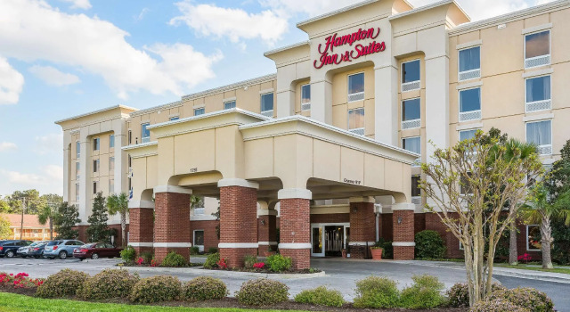 Кровать в общем номере Hampton Inn & Suites Florence-North-I-95