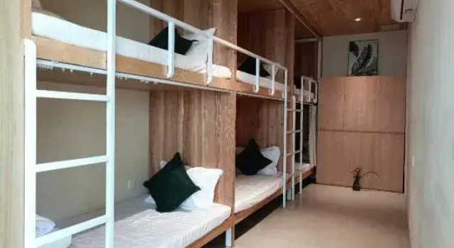 Кровать в общем номере Vả Riverside Retreat
