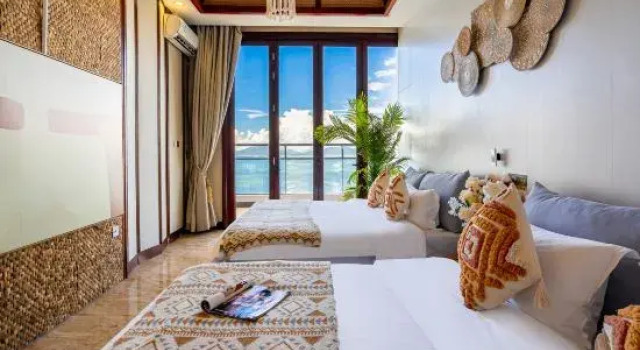 Кровать в общем номере Xunliao Bay Milos Island Holiday Home
