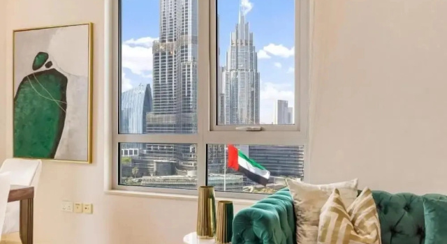 Durrani Homes - Modern Living 3br with Burj Khalifa and Fountain View - third room without partition, Забронировать Апартаменты/квартира Апартаменты Эмирата Дубая, рядом с Деловой район Эмаар-Сквер, Апартаменты/квартира