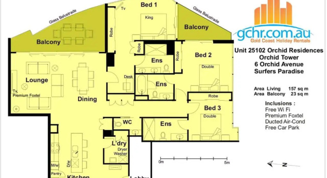 Апартаменты с 3 комнатами Orchid Residences - HR Surfers Paradise